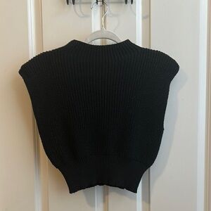 Black Knit Sleeveless Sweater Vest